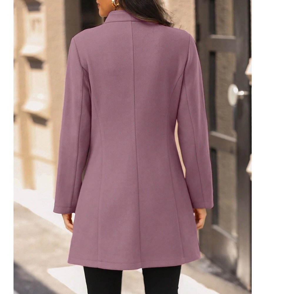Solid Button Closure Loose Fit Jacket Coat - Picture 4 of 9